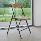 Folding Metal Chair and Seat and Backrest in Oak Wood 2 Pieces - Roberta Viadurini