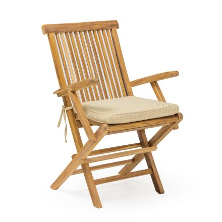 Outdoor Folding Chair in Teak with Armrests – Yggdrasil Viadurini