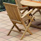 Outdoor Folding Chair in Teak with Armrests – Yggdrasil Viadurini