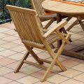 Outdoor Folding Chair in Teak with Armrests – Yggdrasil