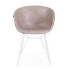 Chair Armchair in White or Black Steel and Vintage Ecoleather - Gongo Viadurini