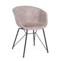 Chair Armchair in White or Black Steel and Vintage Ecoleather - Gongo