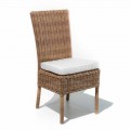 Outdoor Dining Chair in Woven Synthetic Rattan and Fabric, 2 Pieces - Yves