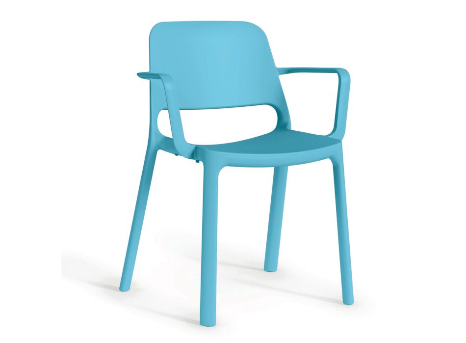 Polypropylene Dining Chair with Armrests Made in Italy, 4 Pieces - Elvira Viadurini