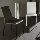 Modern Dining Chair in Painted Metal and Eco-Leather Seat, 4 Pieces - Alba Viadurini