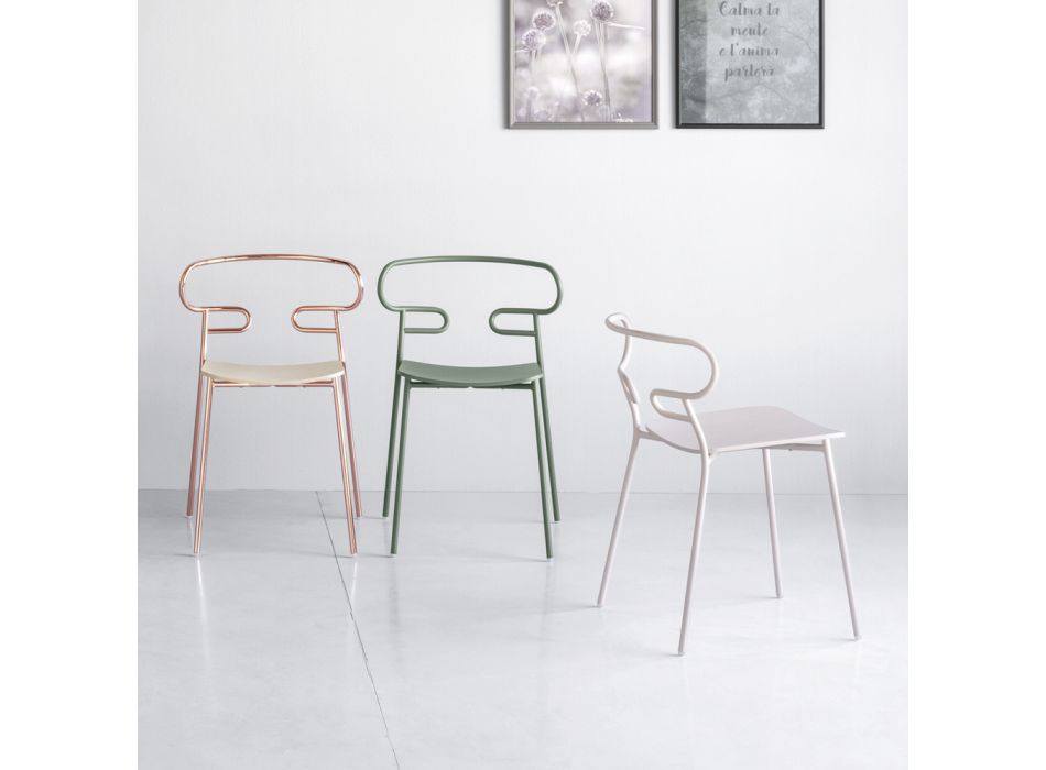 Precious Stackable Chair in Metal and Ash Made in Italy, 2 Pieces - Trosa Viadurini