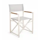 Outdoor Director Chair Made of Aluminum, Textilene and Teak - Bloom Viadurini