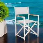 Outdoor Director Chair Made of Aluminum, Textilene and Teak - Bloom Viadurini