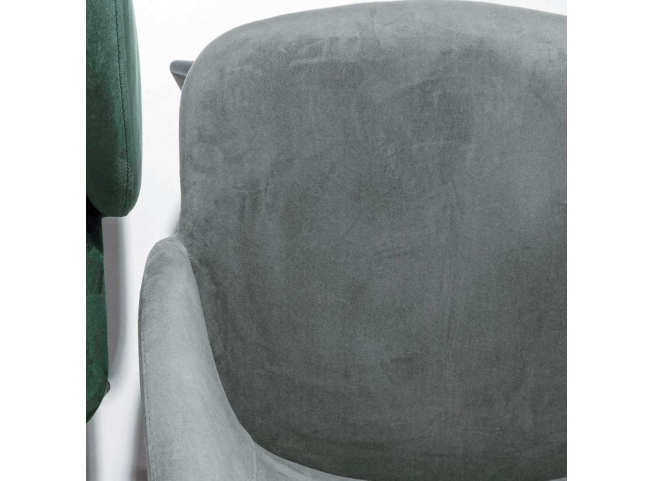 Velvet Upholstered Chair with Black Painted Metal Base, 2 Pieces - Havana