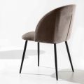 Chair Upholstered in Velvet with Base in Black Painted Metal, 2 Pieces - Havana