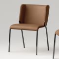 Dining Room Chair with Seat Covered in Leather Made in Italy - Giulia