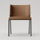 Dining Room Chair with Seat Covered in Leather Made in Italy - Giulia Viadurini