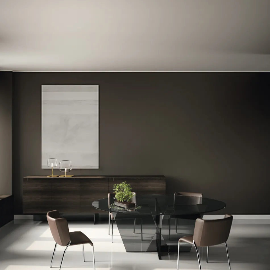 Dining Room Chair with Seat Covered in Leather Made in Italy - Giulia Viadurini