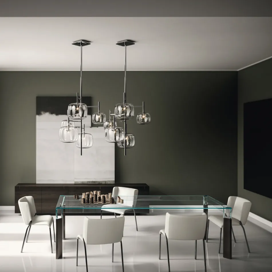 Dining Room Chair with Seat Covered in Leather Made in Italy - Giulia Viadurini