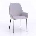 Design Dining Chair in Microfiber and Black Metal, 4 Pieces - Cracco