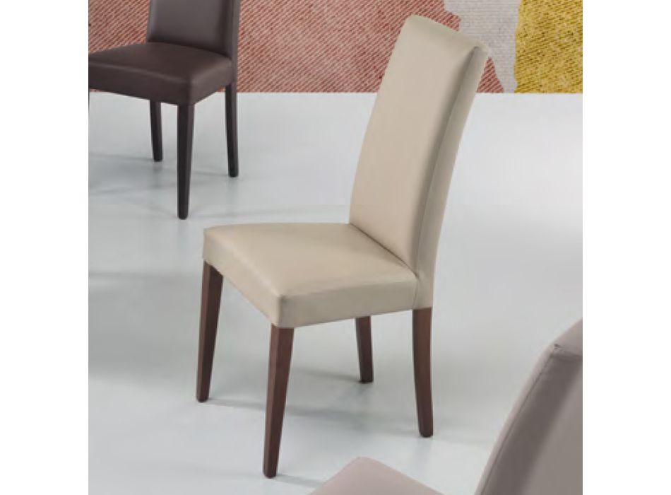 Dining Room Chair in Ecoleather and Wood Made in Italy 2 Pieces - Altera Viadurini