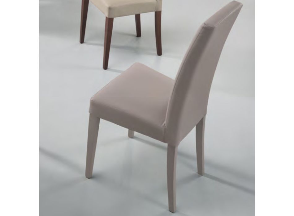 Dining Room Chair in Eco-leather and Wood Made in Italy 2 Pieces - Altera Viadurini