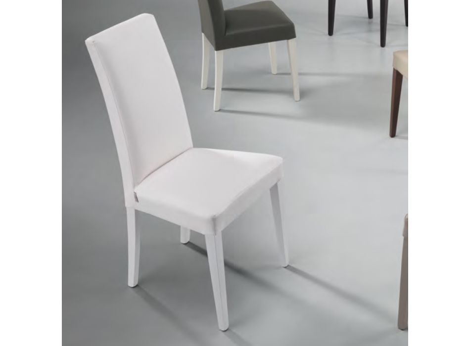 Dining Room Chair in Ecoleather and Wood Made in Italy 2 Pieces - Altera Viadurini