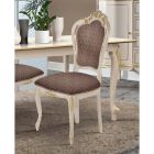 Dining Room Chair in White Wood and Fabric Made in Italy - Majesty Viadurini