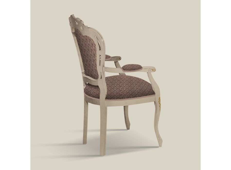 Dining Room Chair in White Wood and Fabric Made in Italy - Majesty Viadurini