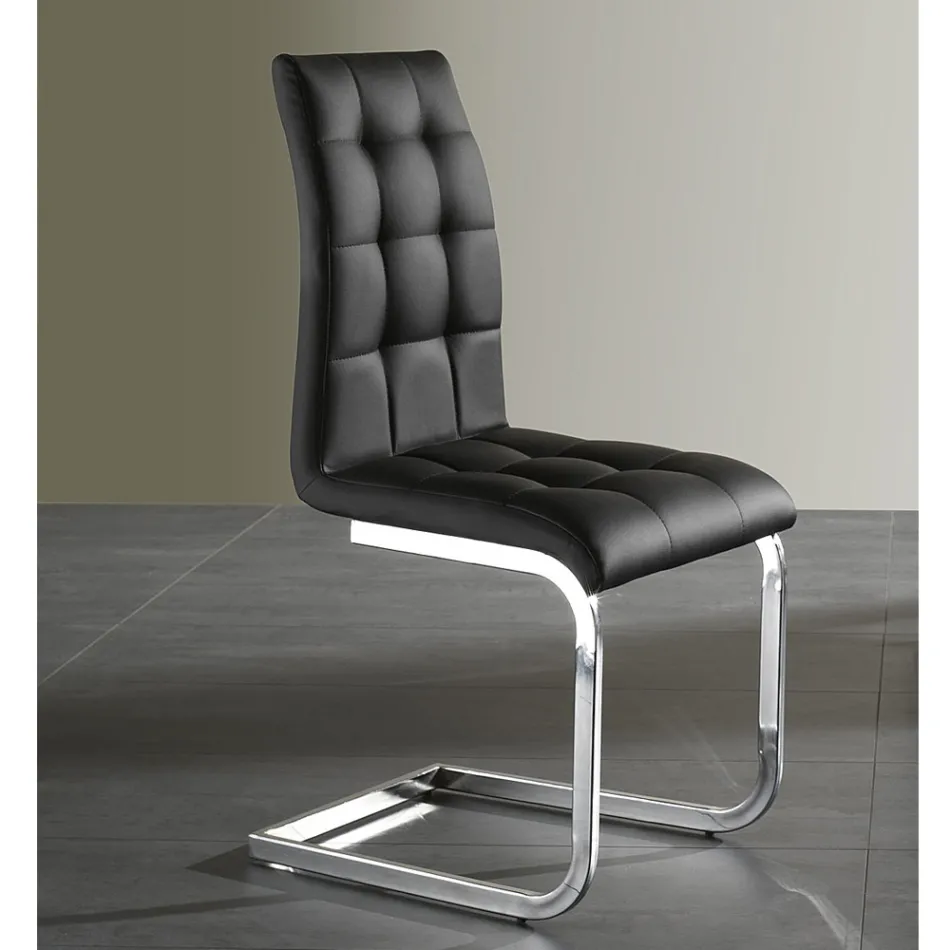 Dining Room Chair in Synthetic Leather and Chromed Metal 4 Pieces - Molise Viadurini