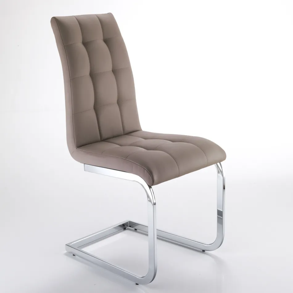 Dining Room Chair in Synthetic Leather and Chromed Metal 4 Pieces - Molise Viadurini