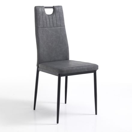 Dining Room Chair in Aged Synthetic Leather 4 Pieces - Cassandra Viadurini