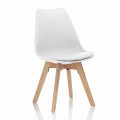 Dining Room Chair in Pvc and Wood with Leatherette Seat, 4 Pieces - Expertise