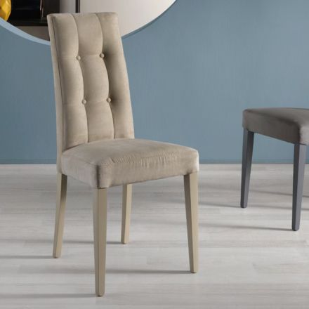 Dining Room Chair in Alcantara Fabric Made in Italy 2 Pieces - Giustina Viadurini
