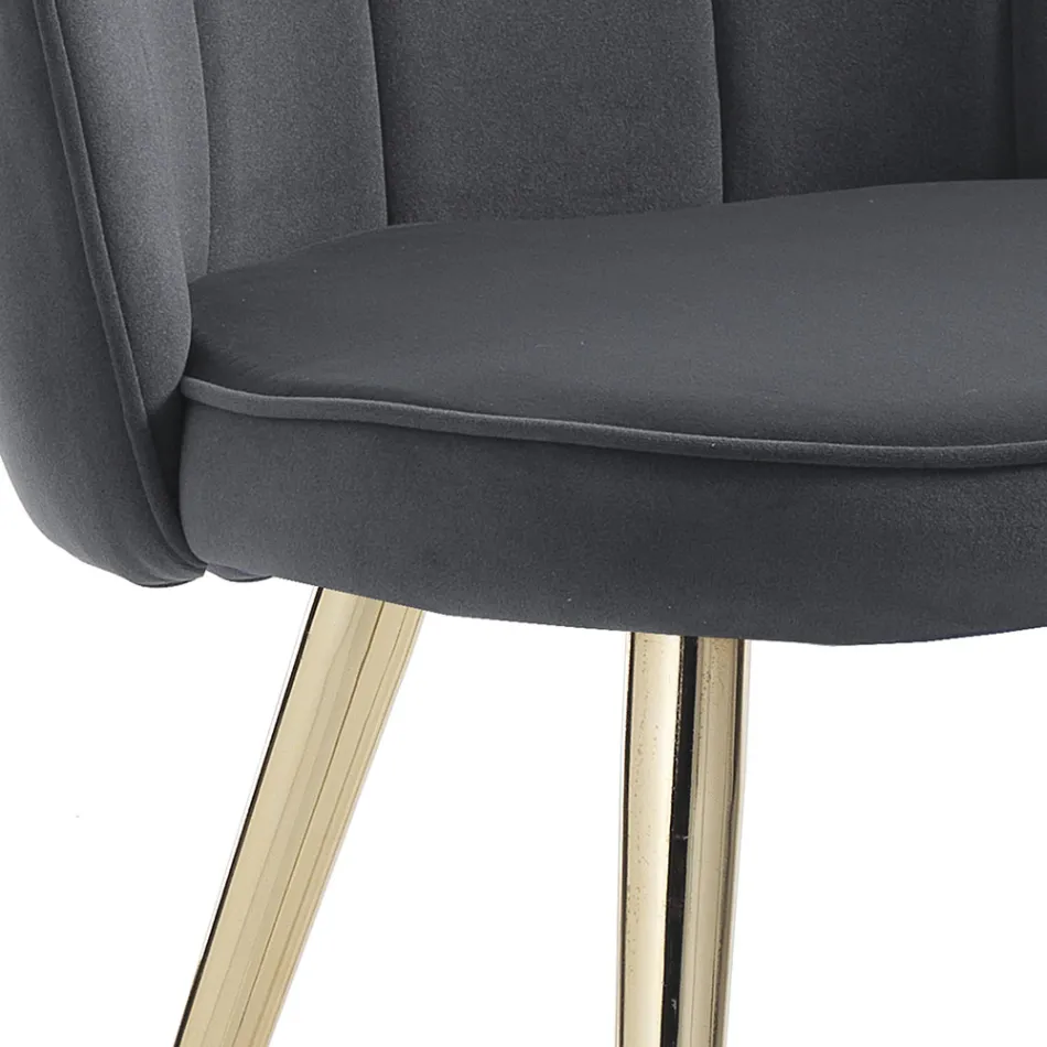 Dining Room Chair in Fabric and Metal Gold Finish 4 Pieces - Refined Viadurini