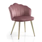 Dining Room Chair in Fabric and Metal Gold Finish 4 Pieces - Refined Viadurini