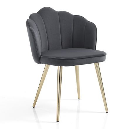 Dining Room Chair in Fabric and Metal Gold Finish 4 Pieces - Refined Viadurini