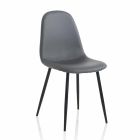 Modern Dining Room Chair in Leatherette and Black Metal, 4 Pieces - Pocolo Viadurini