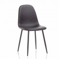 Modern Dining Room Chair in Leatherette and Black Metal, 4 Pieces - Pocolo