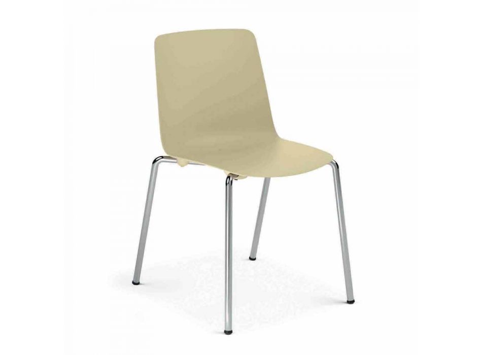 Made in Italy Metal and Polypropylene Dining Room Chair, 4 Pieces - Carlita Viadurini