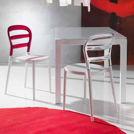 Backrest chair in polycarbonate and Modica white structure Viadurini