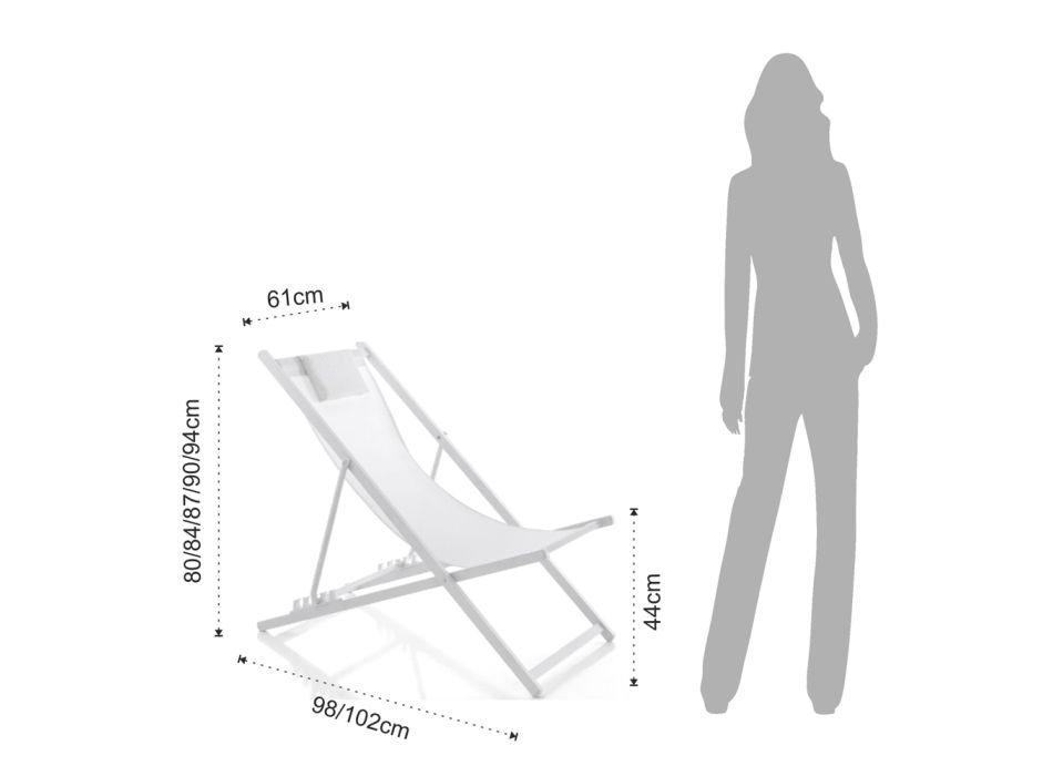 Outdoor Deckchair in Aluminum and Textilene - Fermio Viadurini