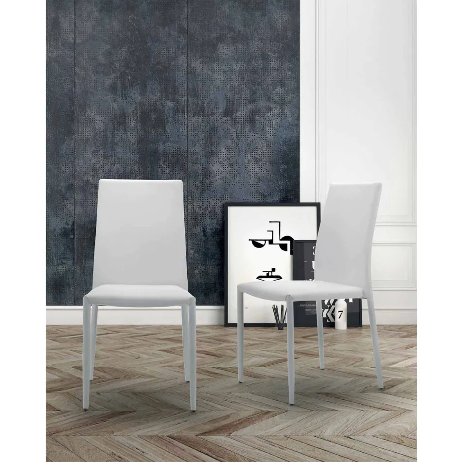 Stackable Living Room Chair, Padded and Upholstered in Eco-Leather – Monamour Viadurini