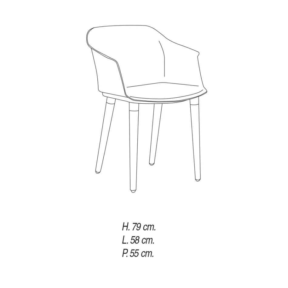 Living Room Chair in Wood and Polypropylene Made in Italy, 4 Pieces - Marbella Viadurini