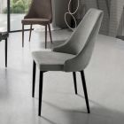 Living Room Chair in Fabric with Shaped and Upholstered Seat 4 Pieces - Isaak Viadurini