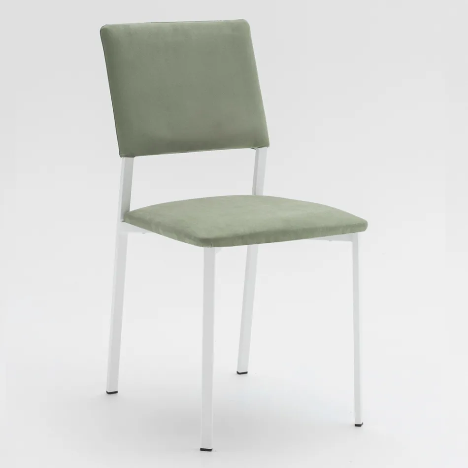 Metal Living Room Chair and Microfiber Seat Made in Italy, 2 Pieces - Fabiola Viadurini