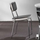 50's style chair in graffiti eco-leather and white border Unica Viadurini