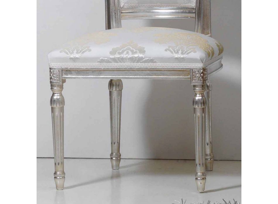 Classic style chair in wood with Miel silver leaf legs Viadurini