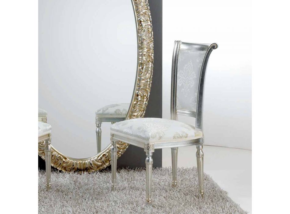 Classic style chair in wood with Miel silver leaf legs Viadurini