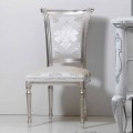Classic style chair in wood with Miel silver leaf legs
