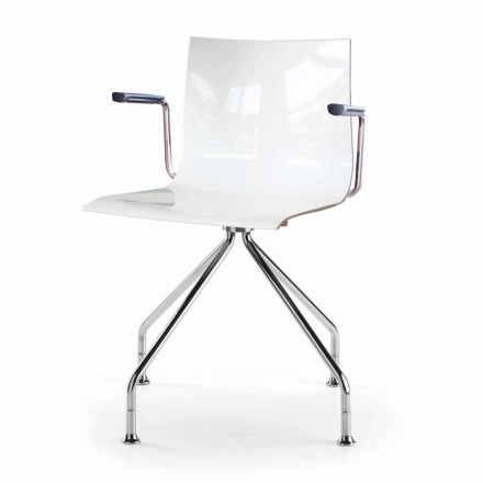 Office Chair with Steel Armrests and Colored Recycled Seat Design - Verenza Viadurini