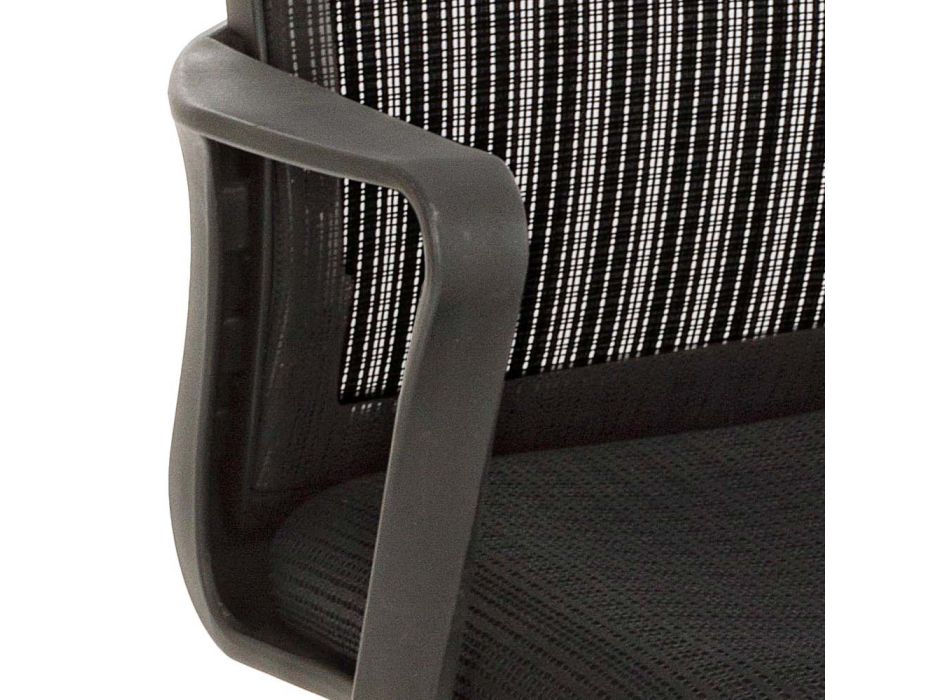 Office Chair with Headrest and Armrests in Steel and Mesh Fabric - Amolia Viadurini