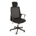 Office Chair with Headrest and Armrests in Steel and Mesh Fabric - Amolia