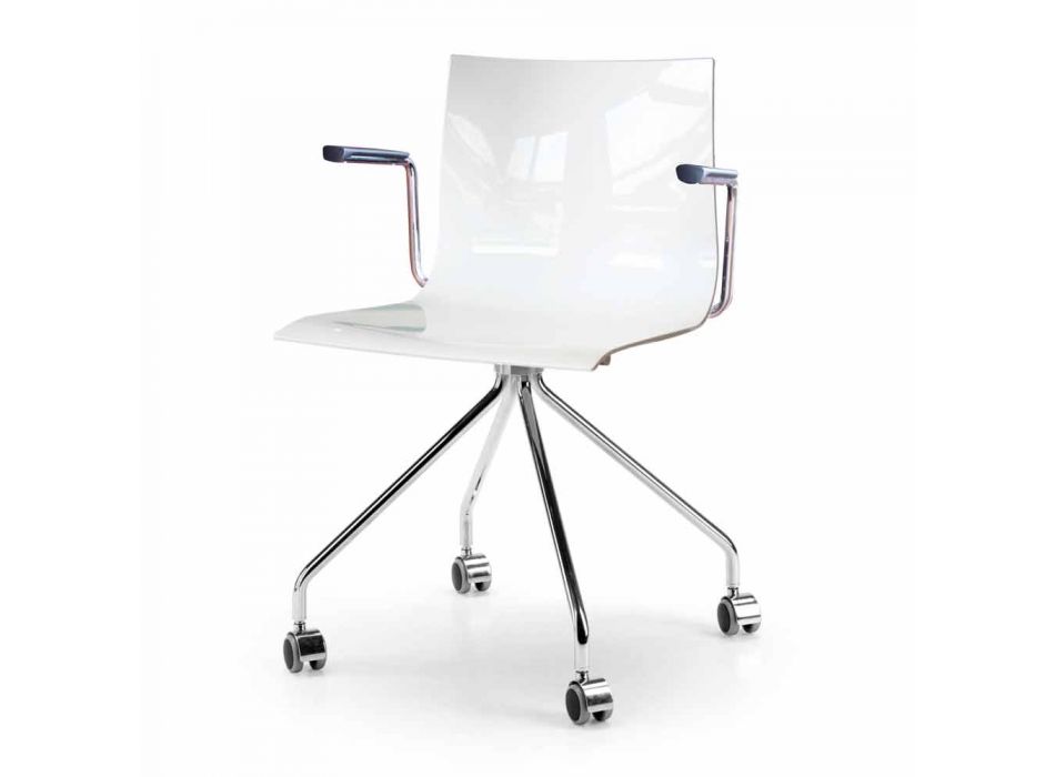 Swivel Office Chair with Armrests and Wheels Italian Colored Design - Verenza Viadurini