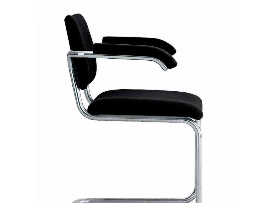 Office Chair in Leather with Structure in Chromed Steel Made in Italy - Octant Viadurini
